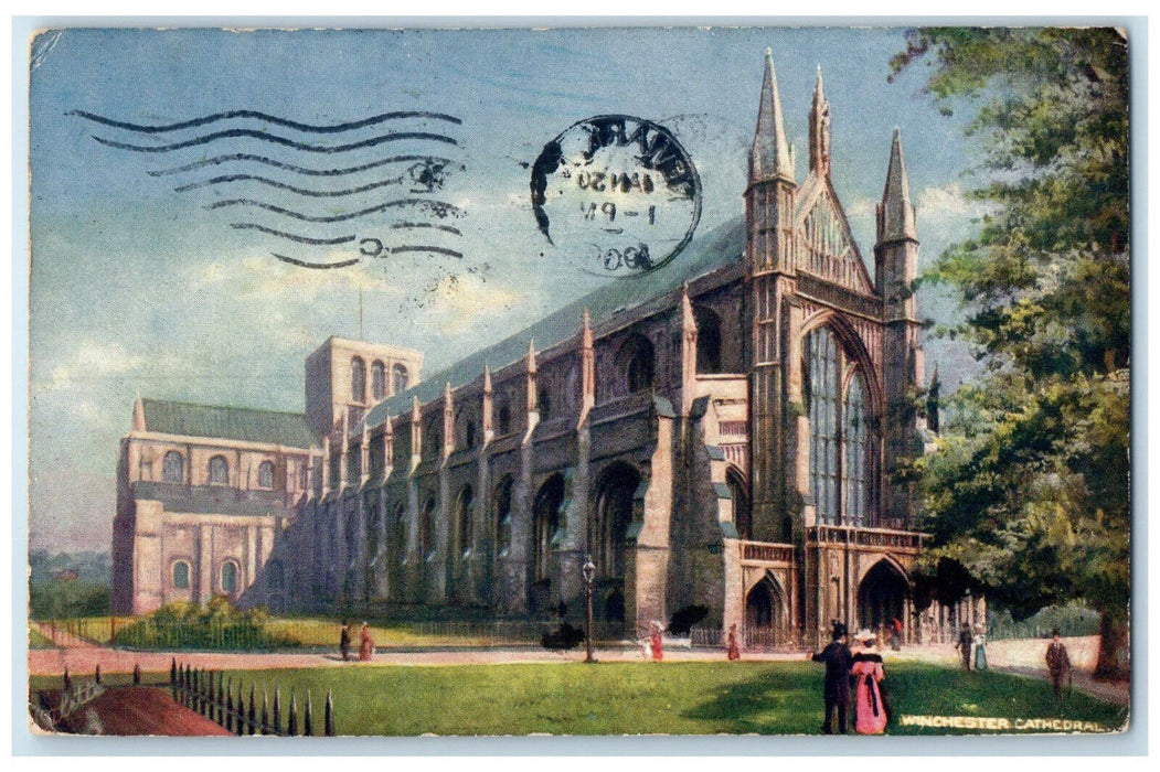 1906 Winchester Cathedral Postage Due England Oilette Tuck Art Postcard