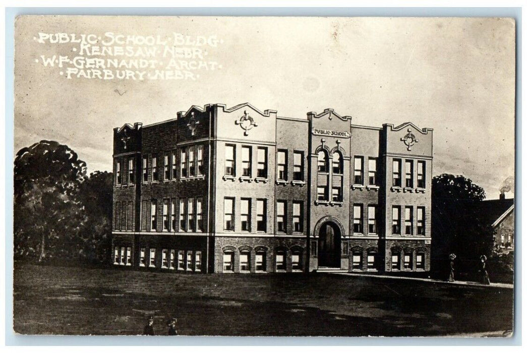 c1910's Public School Building Gernandt Fairbury Kenesaw NE RPPC Photo Postcard