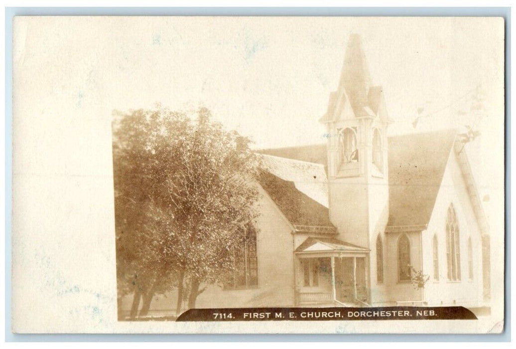 1909 First Methodist Episcopal Church Dorchester Nebraska NE RPPC Photo Postcard