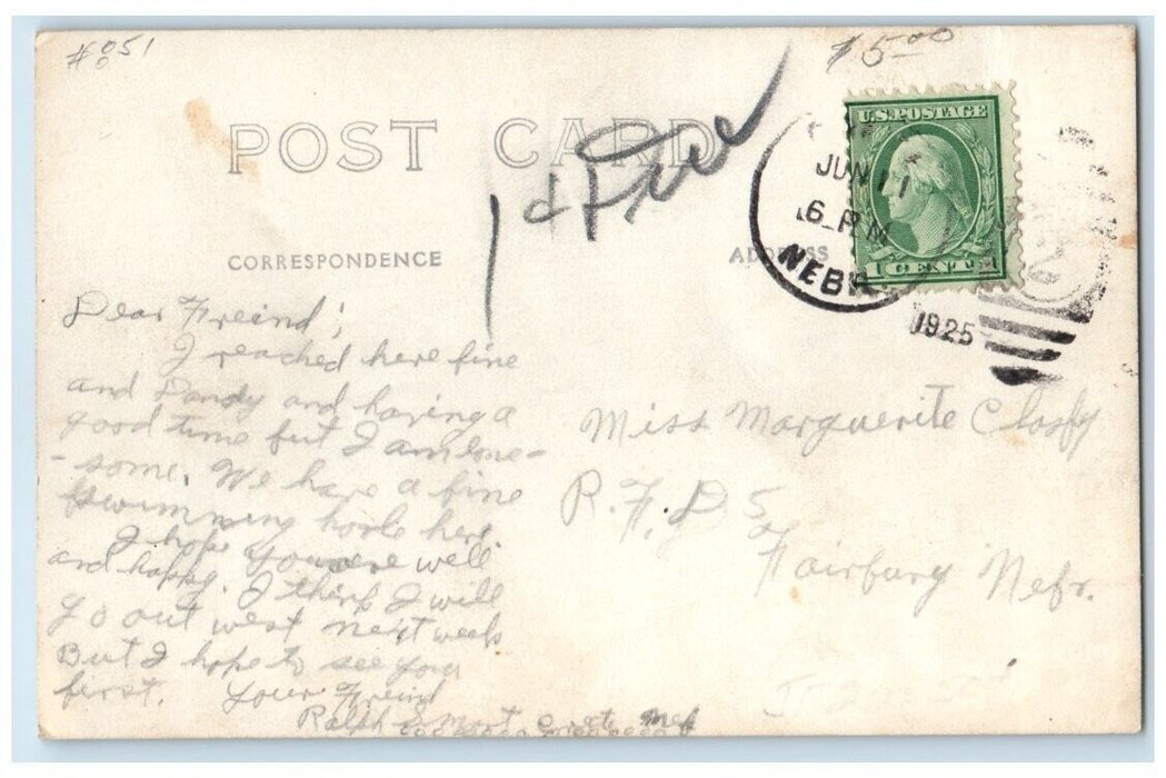 1925 Horky's Park River Boats Canoe View Crete Nebraska NE RPPC Photo Postcard