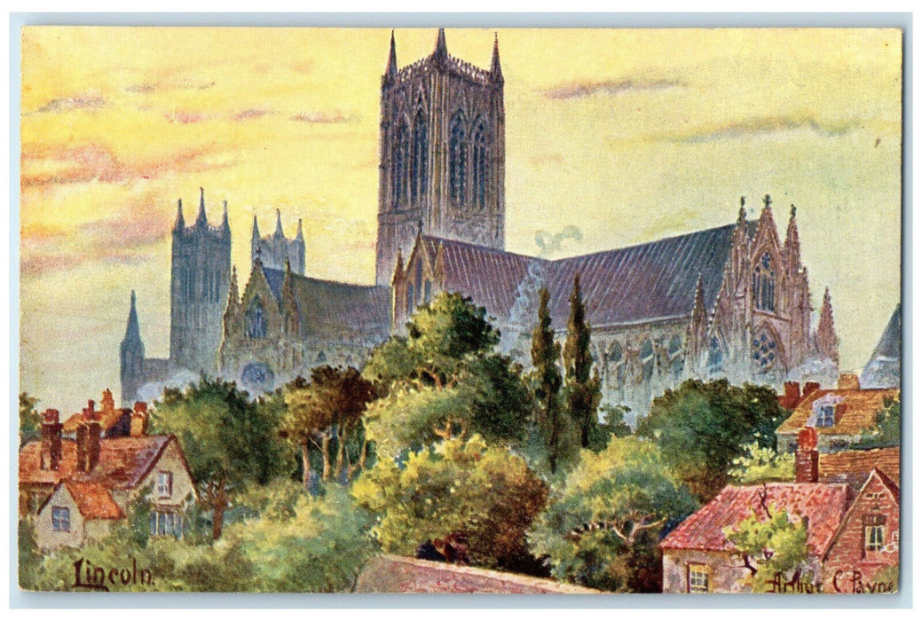 c1910 English Cathedrals Series II Lincoln England Oilette Tuck Art Postcard