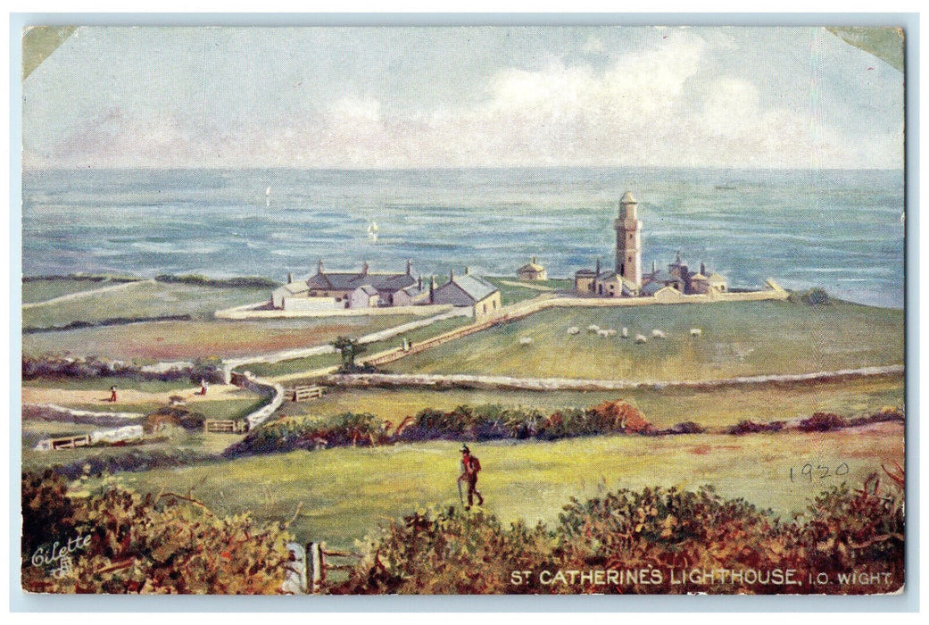 c1910 St. Catherines Lighthouse Isle of Wight Oilette Tuck Art Postcard