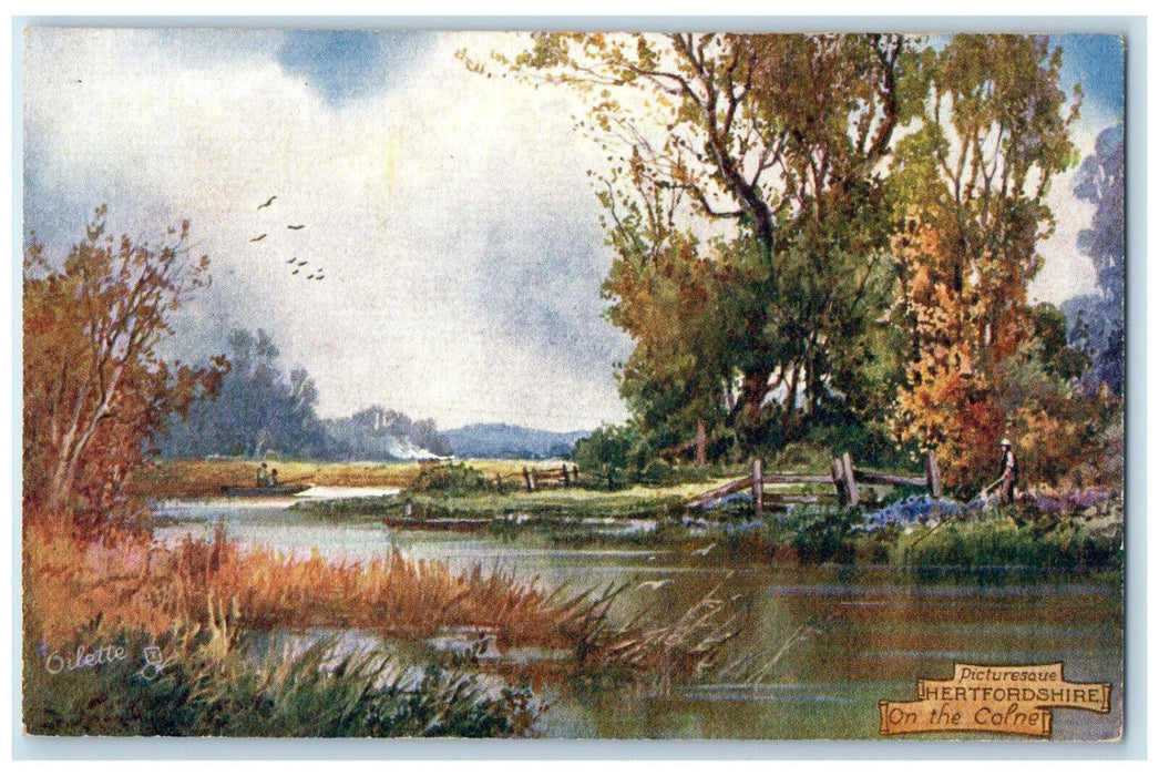 c1910 Picturesque Hertfordshire on the Colne England Oilette Tuck Art Postcard