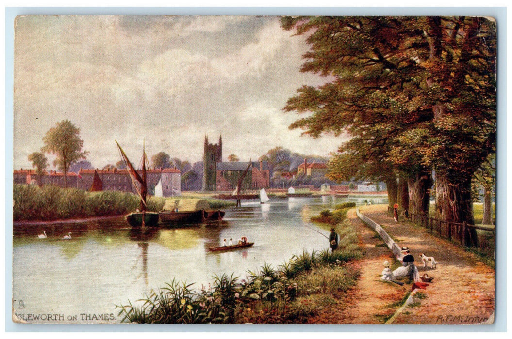 c1910 Picturesque Isleworth on Thames England Oilette Tuck Art Postcard