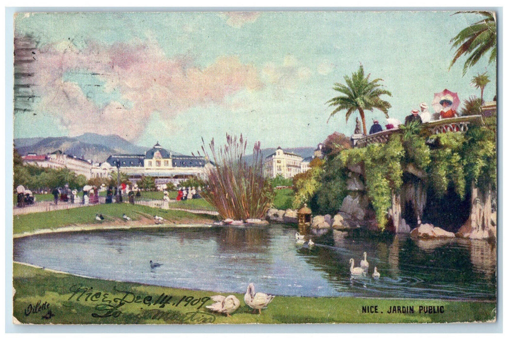 1909 Jardin Public Nice Villes De France Collection Oilette Tuck Art Postcard