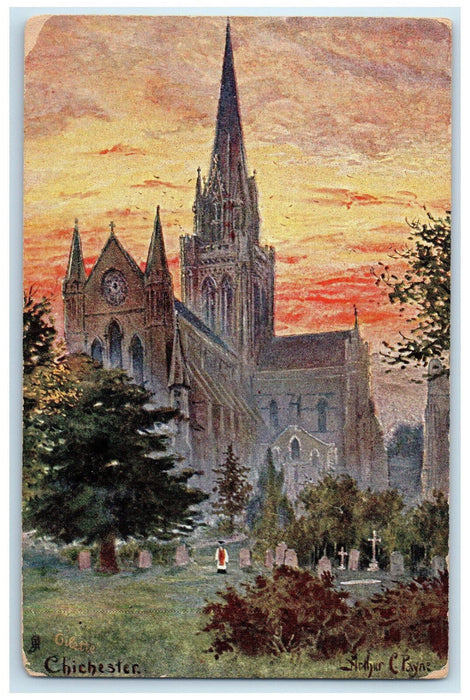 1908 Chichester English Cathedrals England Posted Oilette Tuck Art Postcard