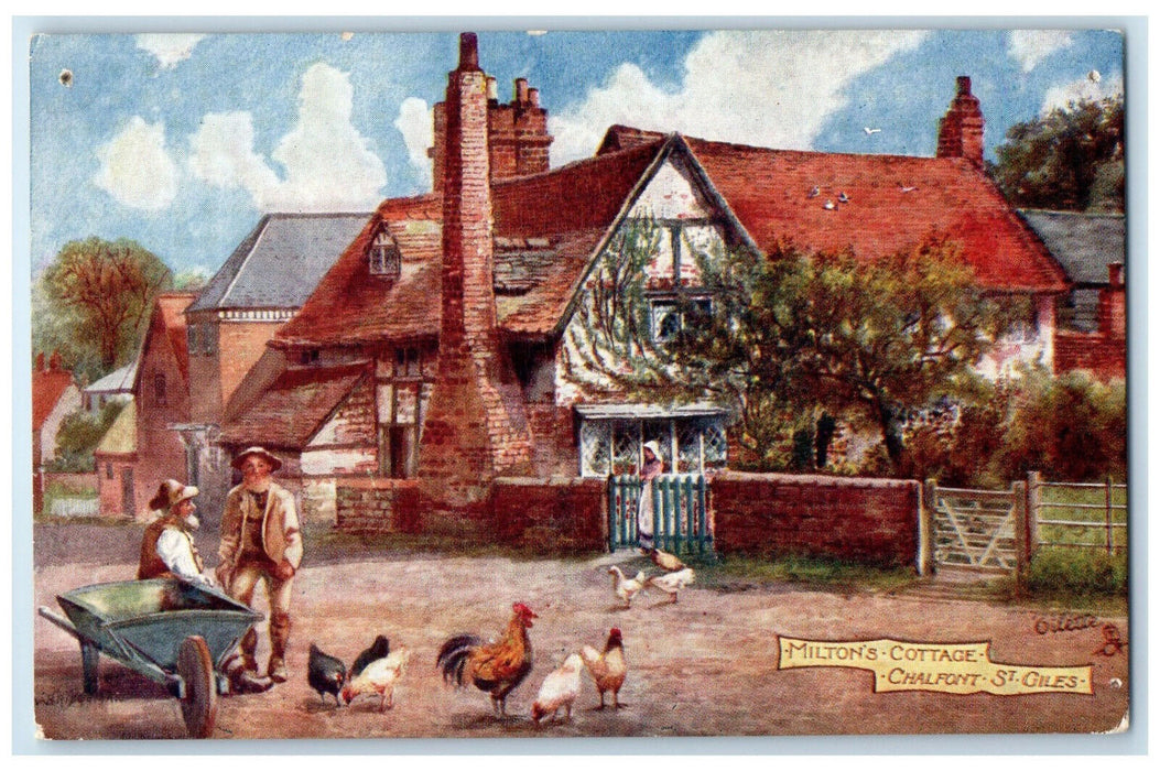 c1910 Milton's Cottage Chalfont St. Giles England Oilette Tuck Art Postcard