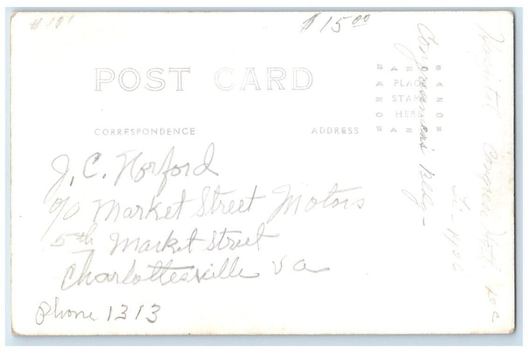 c1920's Greyhound Bus Home Residence Charlottesville VA RPPC Photo Postcard