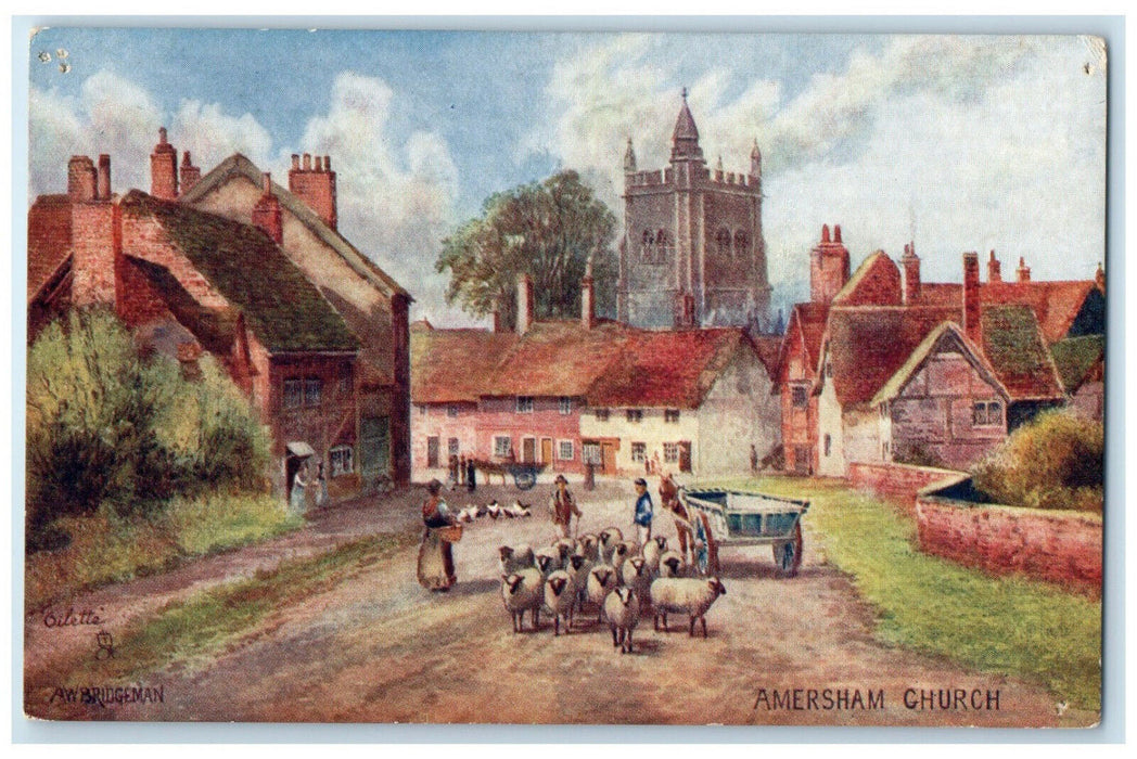 c1910 Amersham Church Buckinghamshire England Oilette Tuck Art Postcard