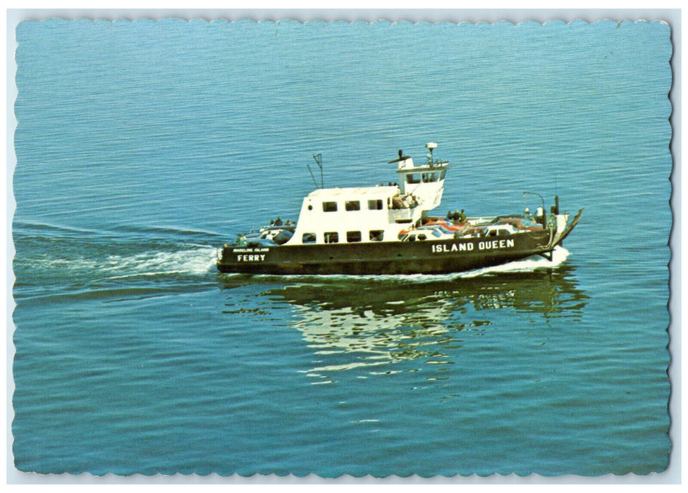 c1950's Island Queen Ferry Boat Aerial View Bayfield Wisconsin WI Postcard