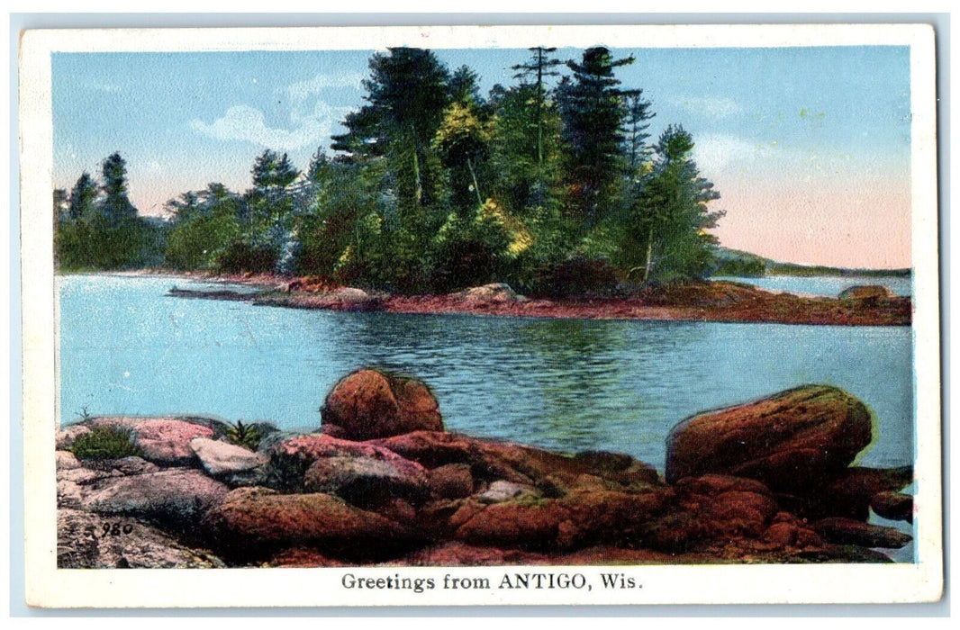 c1920's Greetings from Antigo Wisconsin WI Antique Unposted Postcard