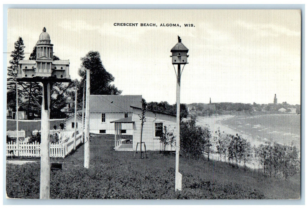 1941 Buildings Crescent Beach Algoma Wisconsin WI Vintage Posted Postcard