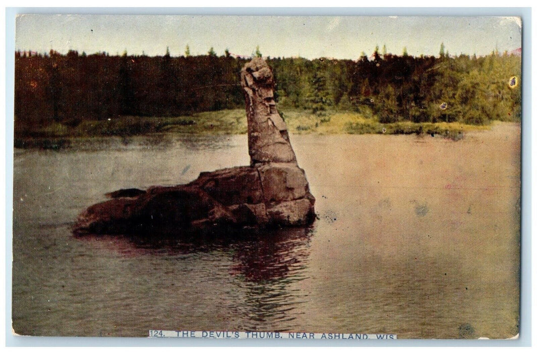 c1910 Devils Thumb River Lake Rock Ashland Wisconsin WI Vintage Antique Postcard