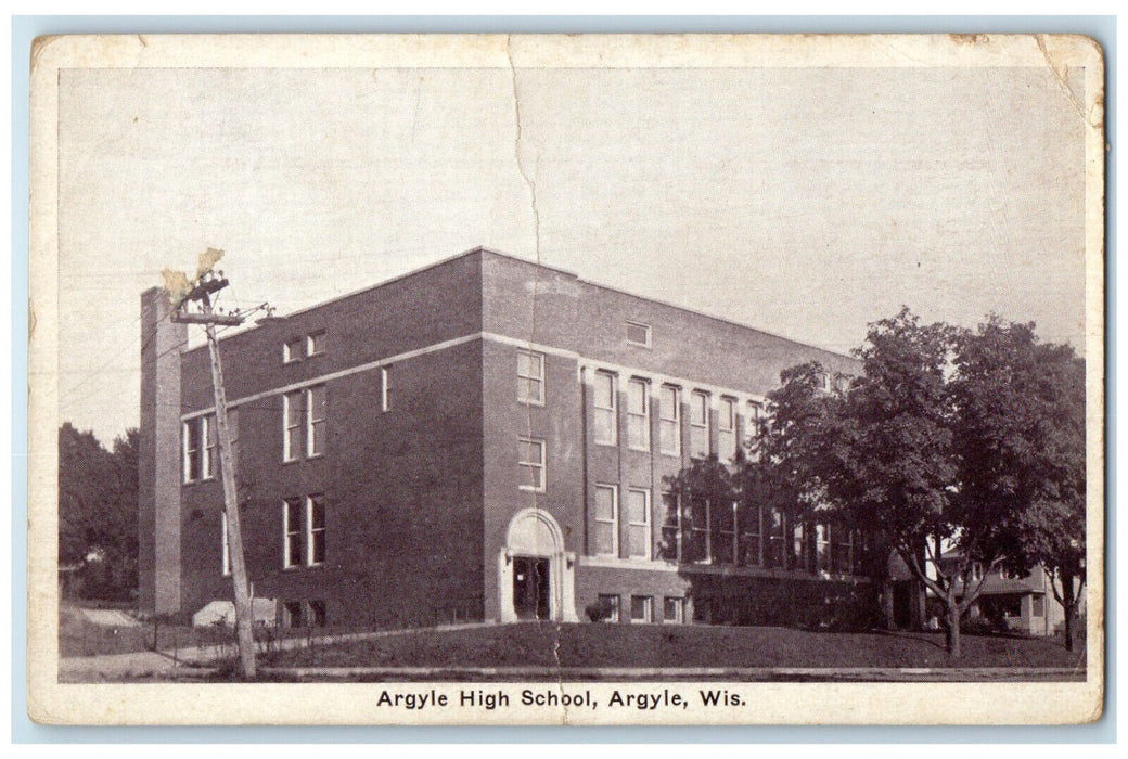 c1920's Argyle High School Argyle Wisconsin WI Antique Unposted Postcard