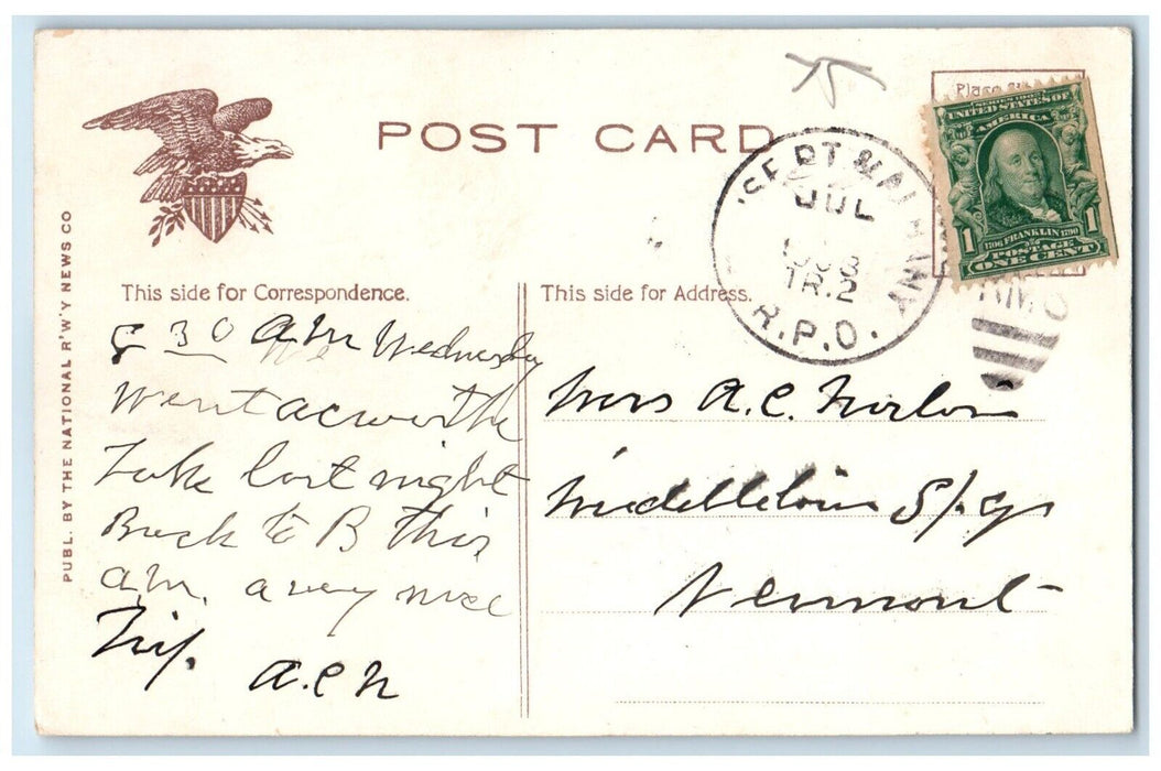 1908 Scenic View Hotel Champlain Bluff Point Lake Champlain New York NY Postcard