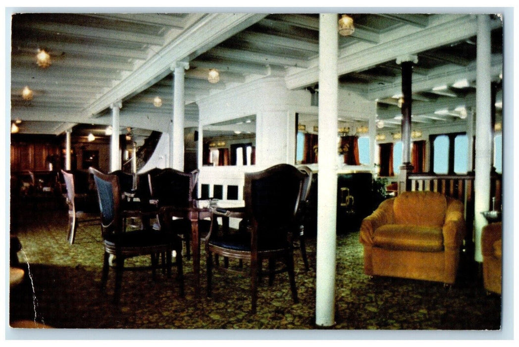 1970 Forward Cabin Lounge Of Delta Queen Interior View Steamboat Style Postcard