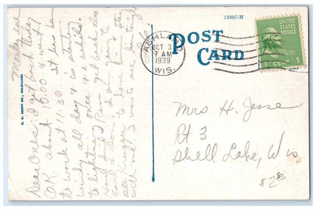 1939 Woods Hall Memorial Hall Wheeler Hall Northland College Ashland WI Postcard