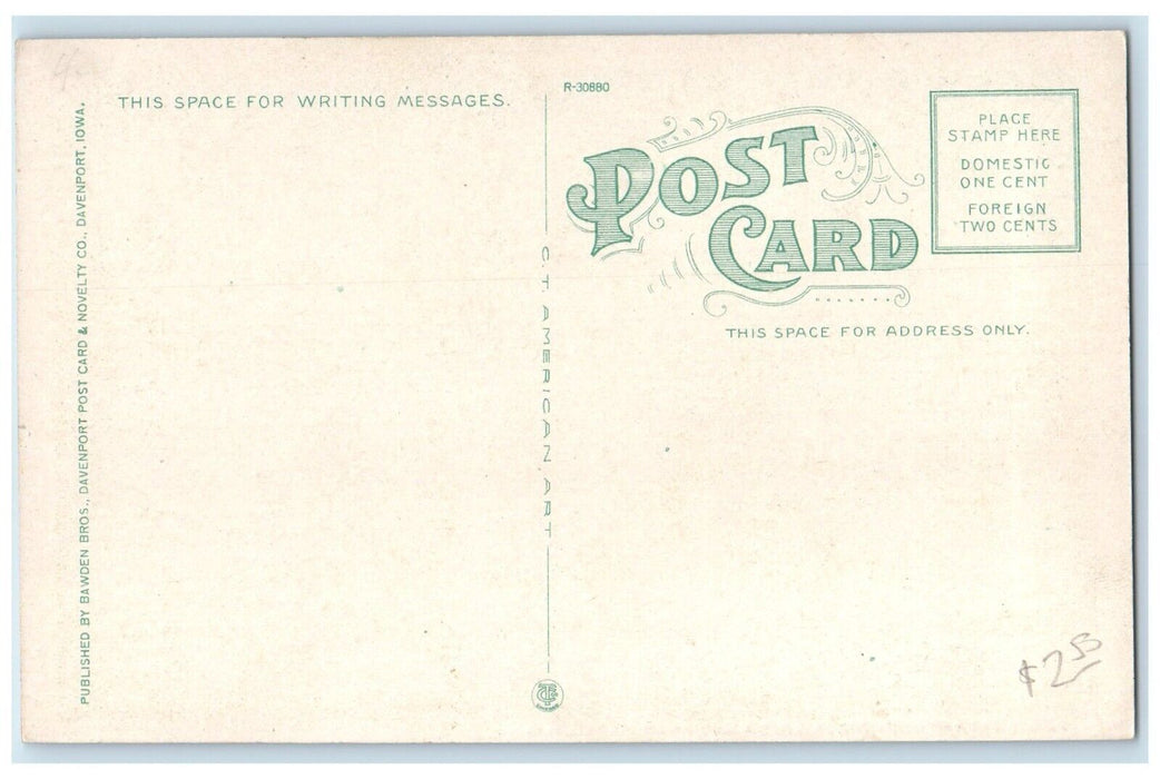 c1930's Ferry Between Davenport Iowa And Rock Island Illinois IL  Postcard