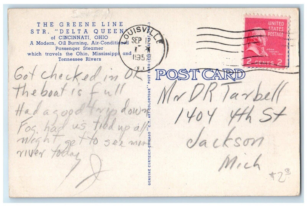 c1950's The Delta Queen Steamer Ship Louisville Kentucky KY Vintage Postcard