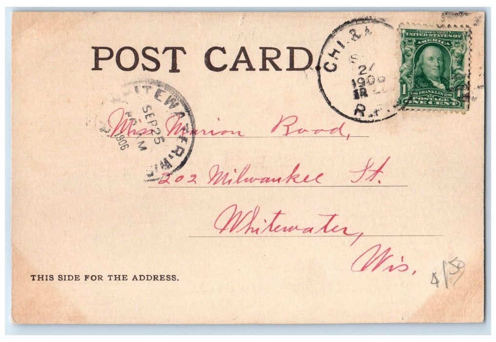 1906 Mississippi River And Bridge Boat At Fort Snelling Minnesota MN Postcard