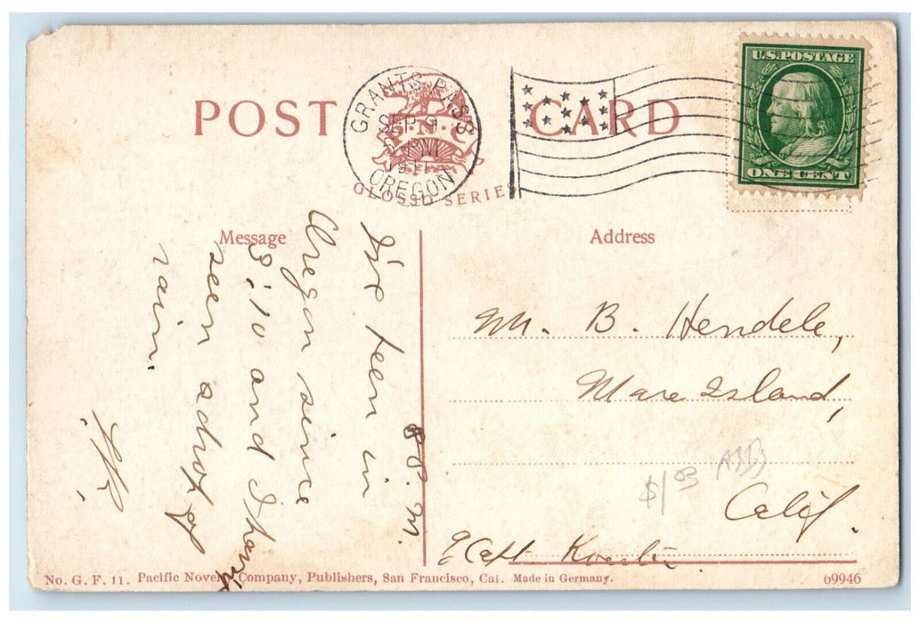 1911 Gold Drift Dam on Rogue River Giant Pass Oregon OR Posted Postcard