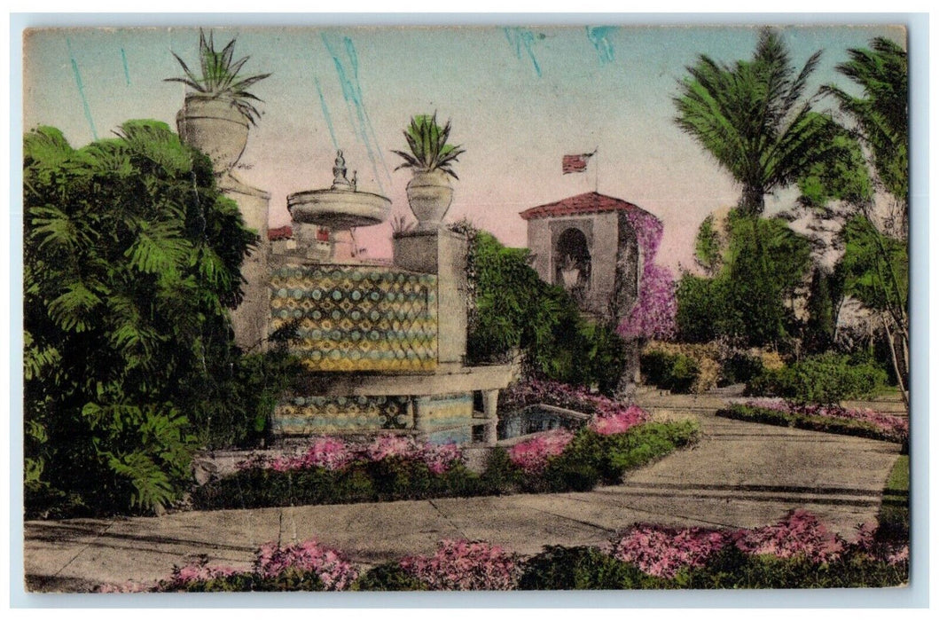 1940 Approach Swimming Pool Garden Boca Raton Flowers Boca Raton Forida Postcard