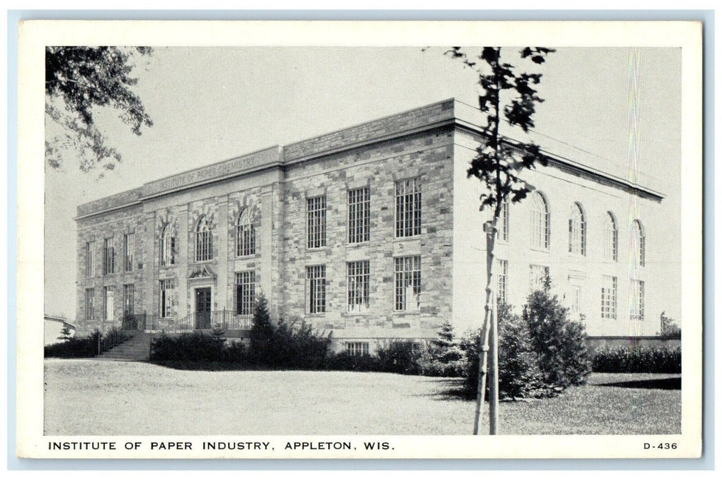 c1920 Institute Paper Industry Exterior Building Appleton Wisconsin WI Postcard