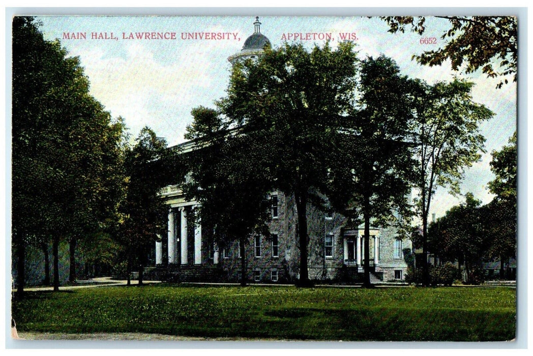 c1910 Main Hall Lawrence University Exterior Appleton Wisconsin Vintage Postcard