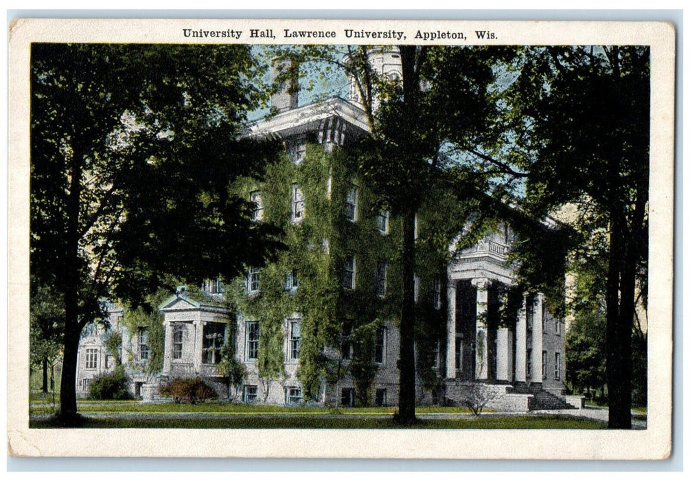 c1910 University Hall Lawrence University Exterior Appleton Wisconsin Postcard