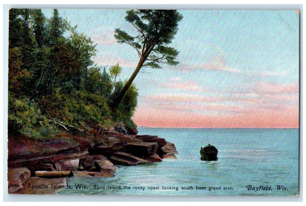 c1910 Sand Island Rocky Coast Grand Arch Apostle Islands Wisconsin WI Postcard