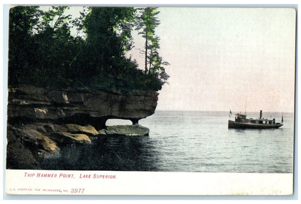 c1910 Trip Hammer Point Ferry Lake Superior Wisconsin Vintage Antique Postcard