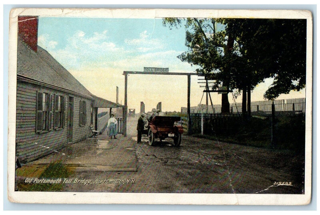 1915 Old Portsmouth Toll Bridge Portsmouth New Hampshire NH Antique Postcard