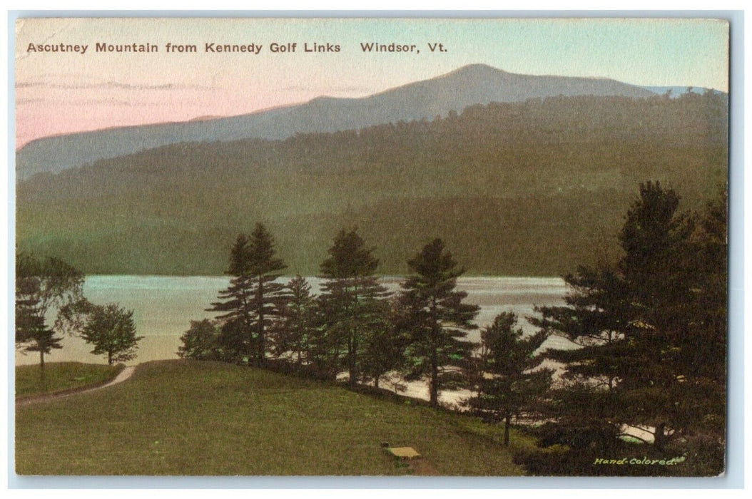 1926 Ascutney Mountain Kennedy Golf Links Windsor Vermont Hand-Colored Postcard