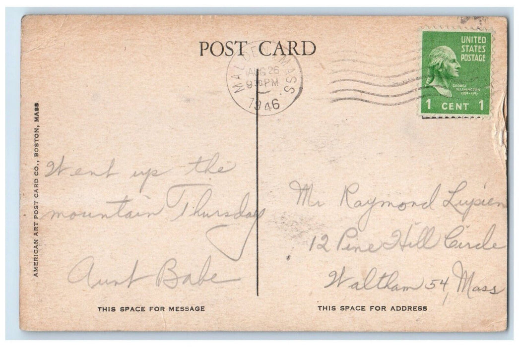 1946 Canoeing Boat Lake River Mt Katahdin Daicey Pond Maine ME Antique Postcard