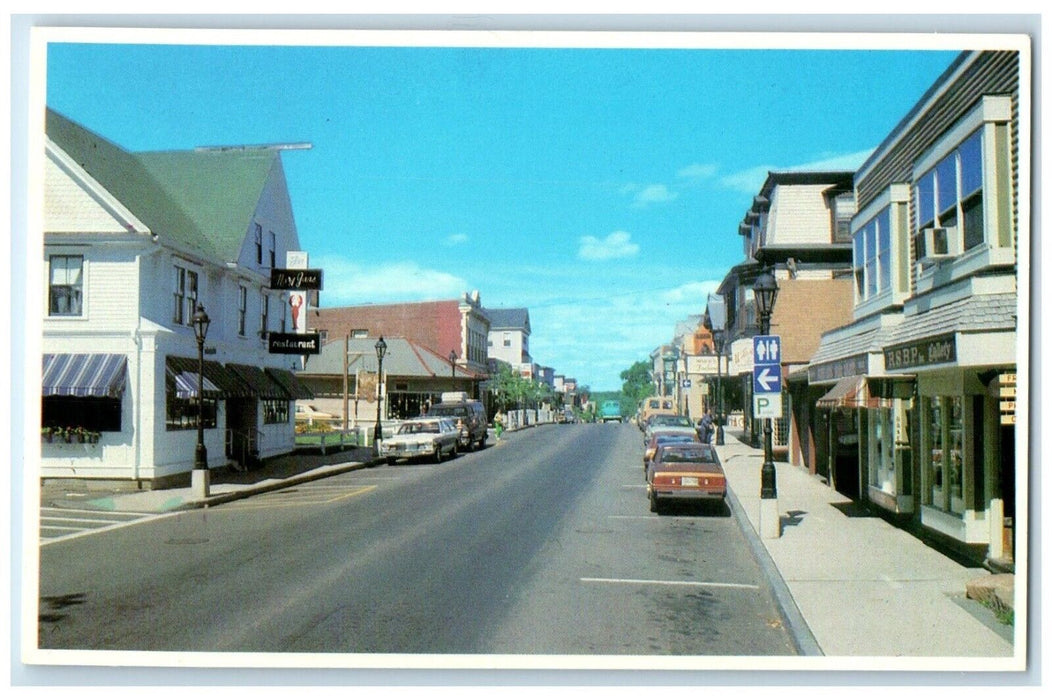 c1960 Main Street Road Buildings Classic Cars Bar Harbor Maine Antique Postcard