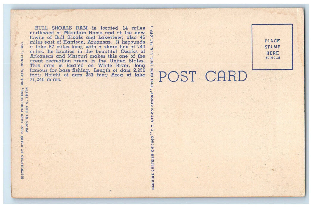c1930's View of Bull Shoals Lake Near Town of Bull Shoals Arkansas AR Postcard