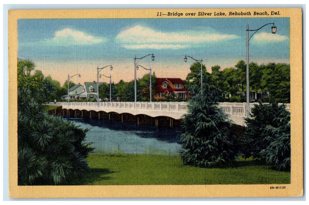 1948 Bridge Over Silver Lake Rehoboth Beach Delaware DE Posted Postcard