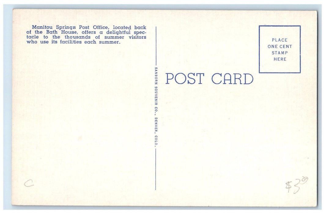 c1950's Vista of the Picturesque Colonial US Post Office Colorado CO Postcard