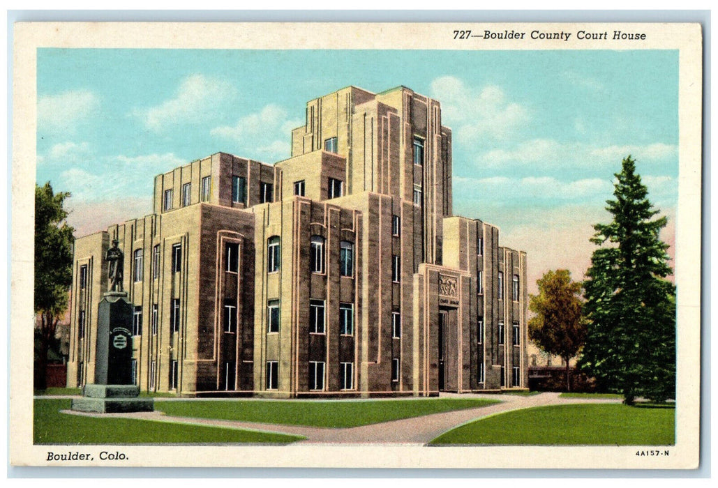 c1930s Boulder County Court House Monument Boulder Colorado CO Unposted Postcard