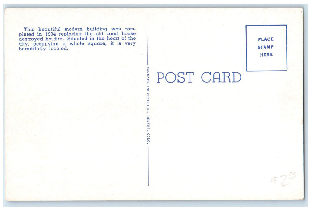 c1930s Boulder County Court House Monument Boulder Colorado CO Unposted Postcard