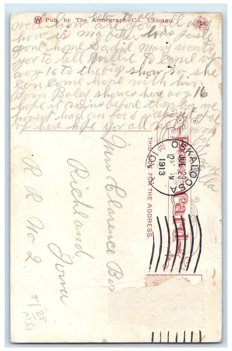 1913 Tabernacle Penn College Campus Oskaloosa Iowa IA Posted Antique Postcard