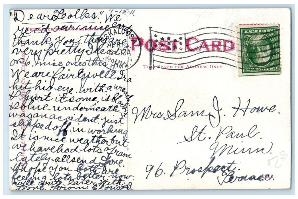 1911 Kimble Green House Scene Street Oskaloosa Iowa IA Posted Antique Postcard