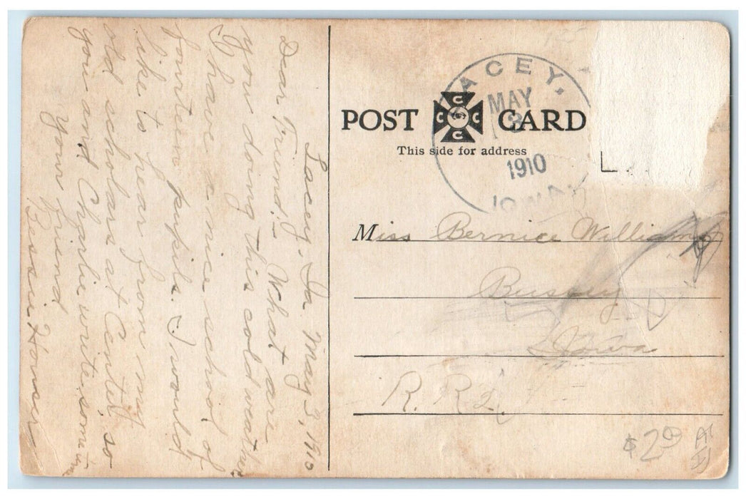 1910 Public Library Building Scene Street Oskaloosa Lacey Iowa IA Postcard