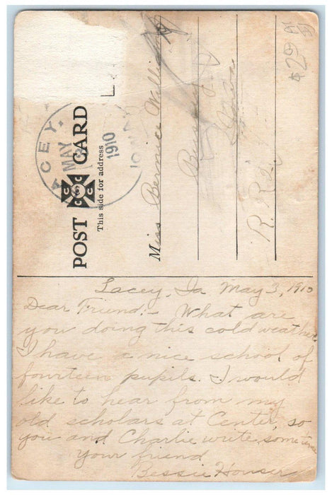 1910 Public Library Building Scene Street Oskaloosa Lacey Iowa IA Postcard
