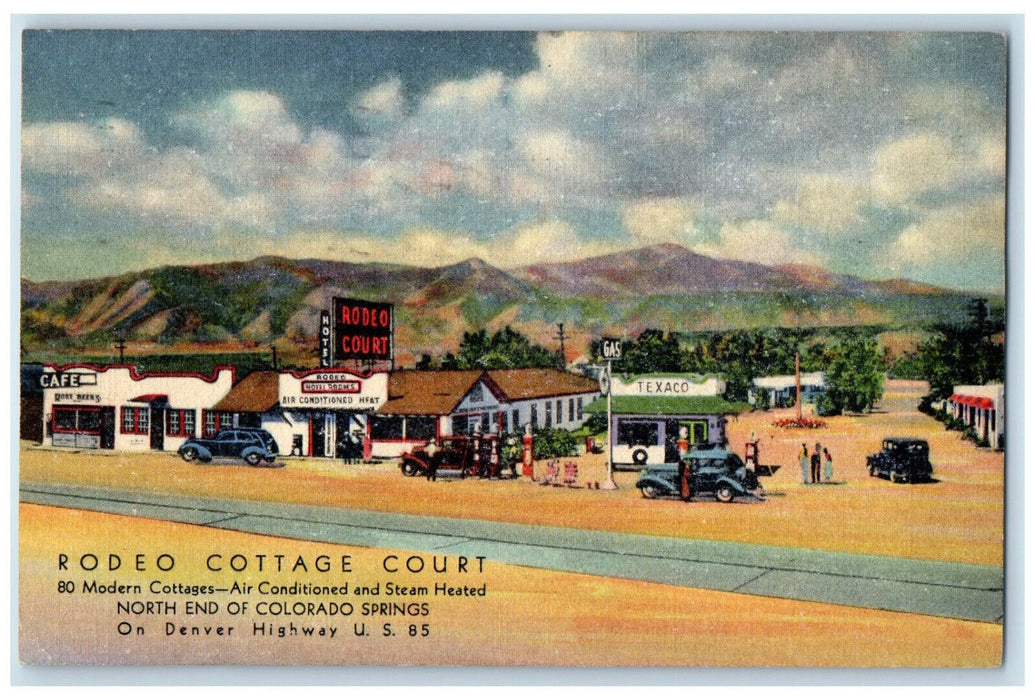 1941 Rodeo Cottage Court Colorado Springs Colorado CO Vintage Posted Postcard