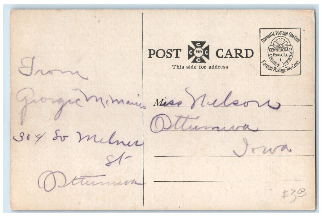 c1910's Public Library Building Oskaloosa Iowa IA Posted Antique Postcard