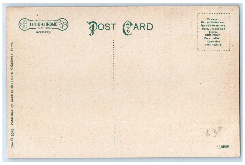 c1910's Front View Of Penn College Building Oskaloosa Iowa IA Antique Postcard