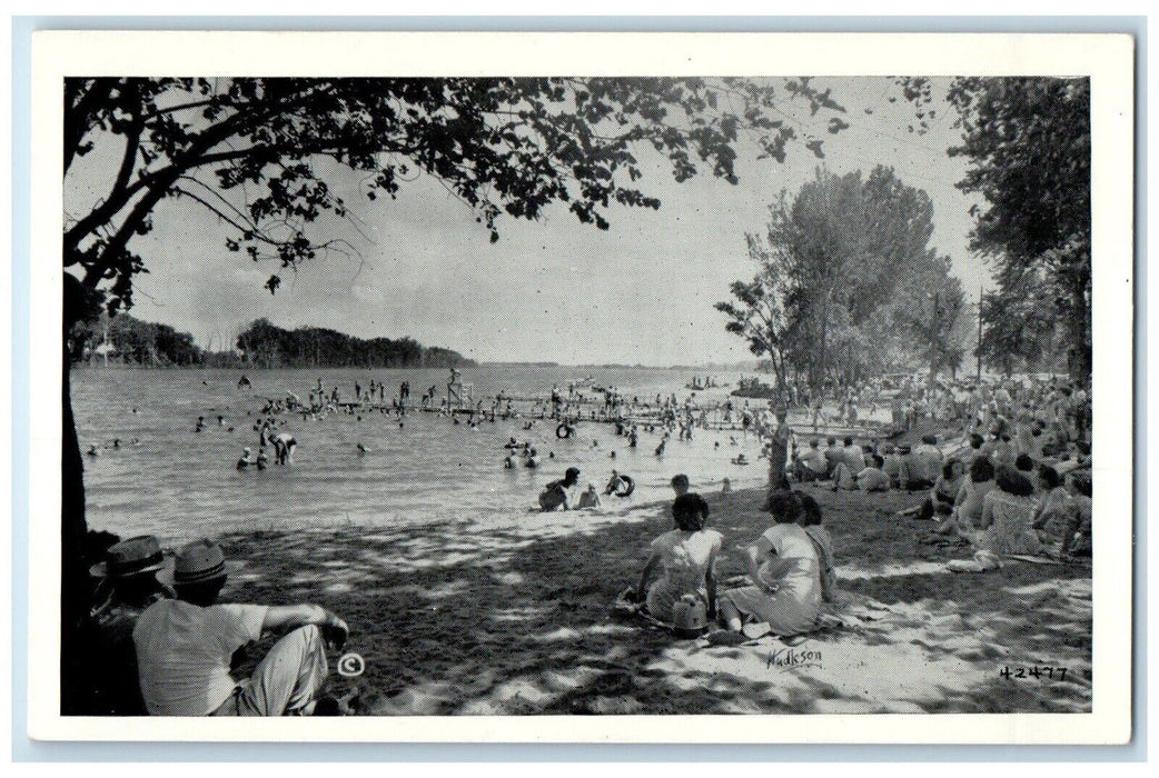 c1930's View Of Blue Lake Onawa IA, Swimming Boating Fishing Vintage Postcard