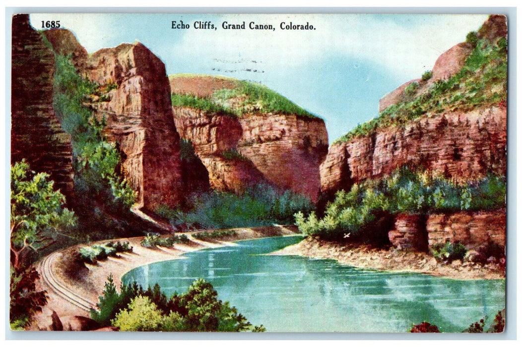 1909 Scene at Echo Cliffs Grand Canon Colorado CO Antique Posted Postcard
