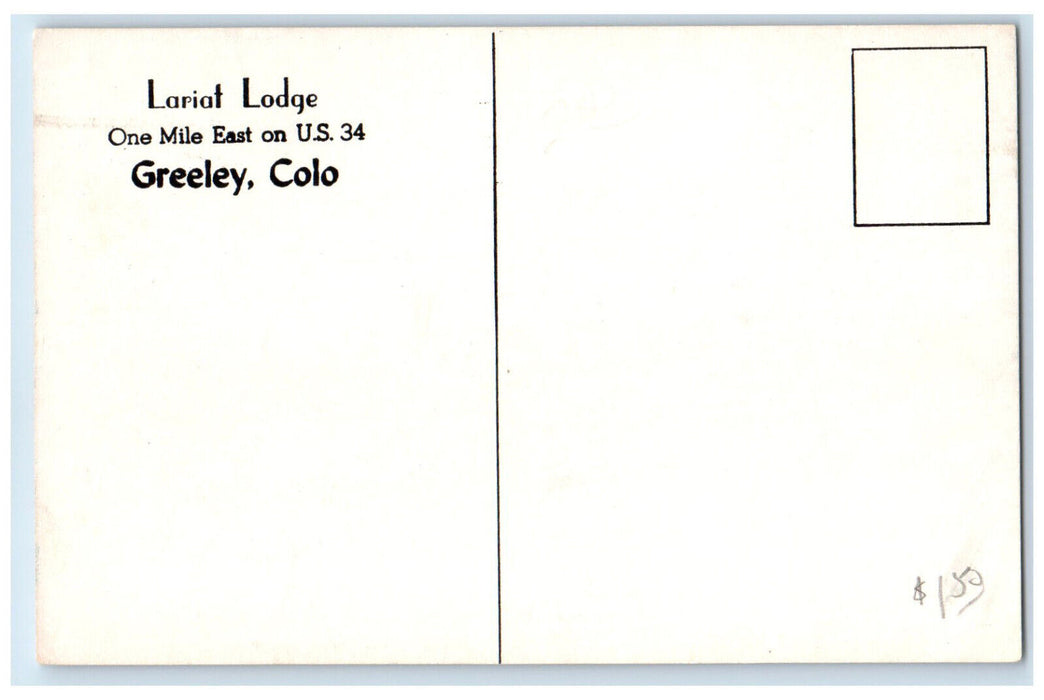 c1910 Lariat Lodge One Mile East on US 34 Greeley Colorado CO Postcard